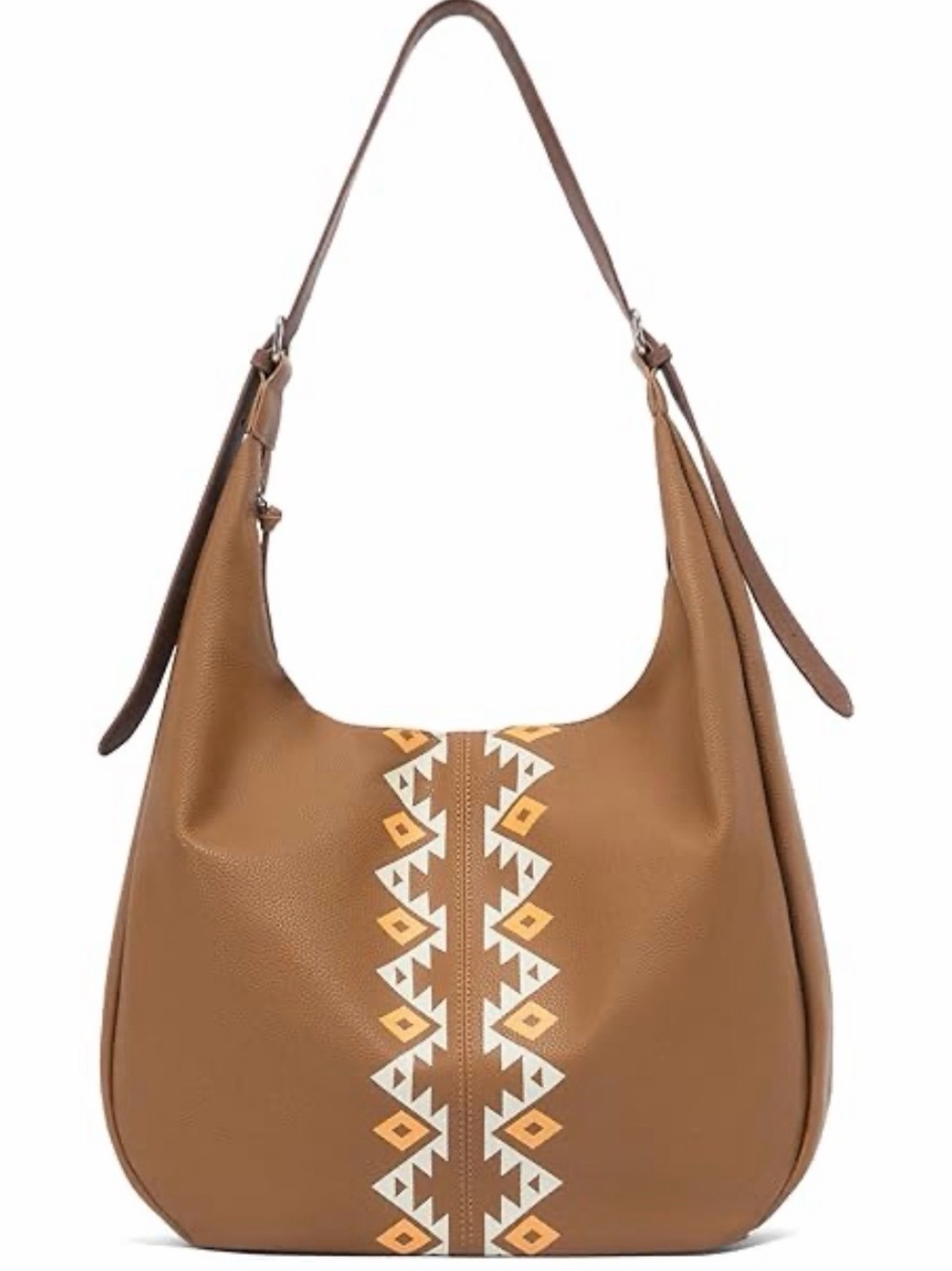 NWOT Women's Tan Shoulder Hobo Bag with Aztec Trim